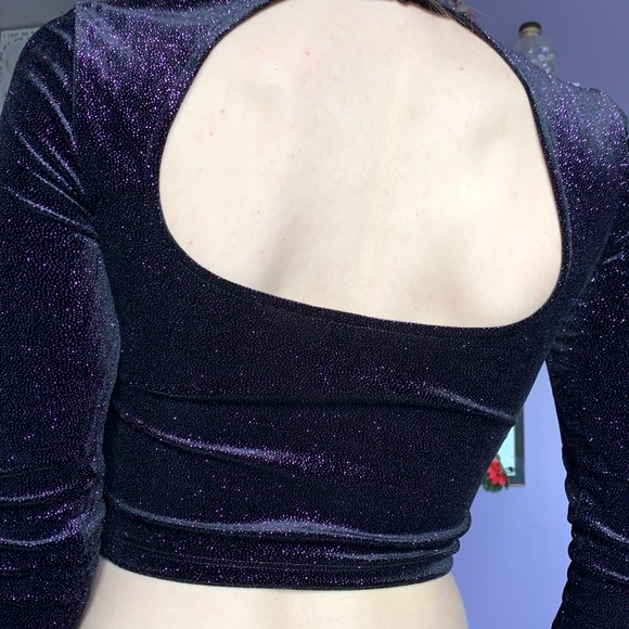 h&m sparkly open back long sleeve crop - Picture 2 of 3